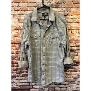 plaid moon & shine blue spirit brad paisley shirt women’s size large